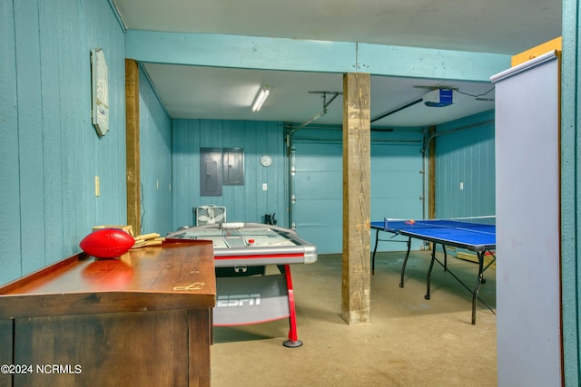 1981 New River Inlet Rd, North Topsail Beach, NC 28460 - rec room featuring electric panel and concrete floors