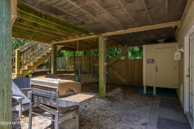 1981 New River Inlet Rd, North Topsail Beach, NC 28460 - view of patio / terrace featuring stairway and a grill
