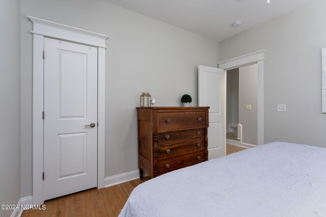 bedroom featuring light wood-type flooring