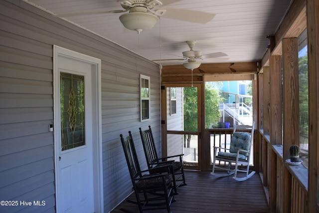 7304 E Oak Island Dr, Oak Island, NC 28465 - sunroom / solarium featuring a ceiling fan