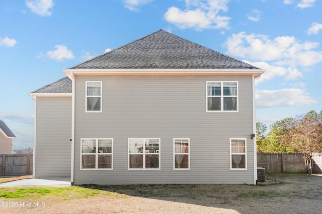 300 William Sharp Way, Jacksonville, NC 28546 - back of property with a fenced backyard, roof with shingles, a patio area, and cooling unit