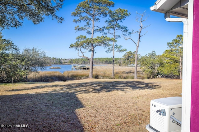 view of yard with a water view