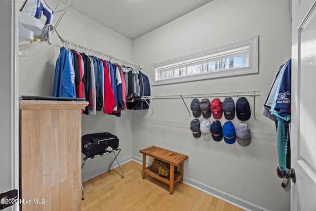 spacious closet featuring wood finished floors