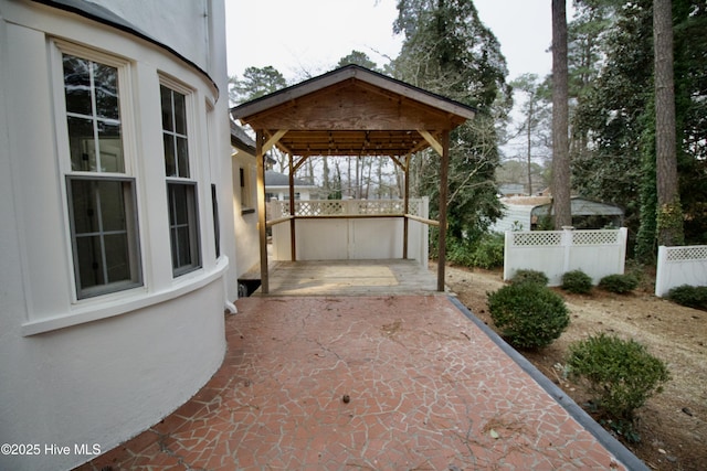 view of patio / terrace with a gazebo