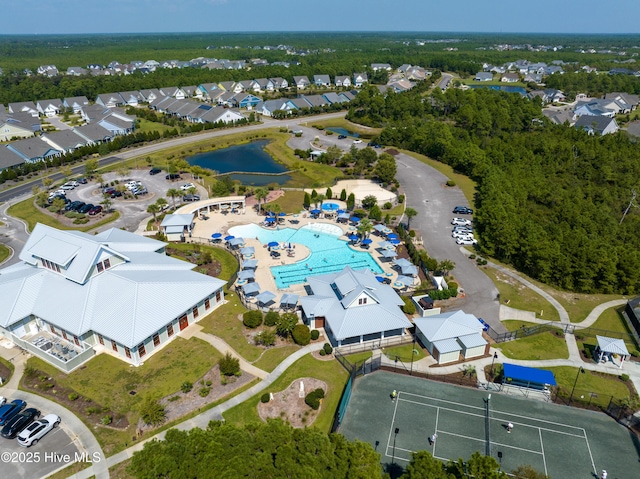 aerial view with a residential view