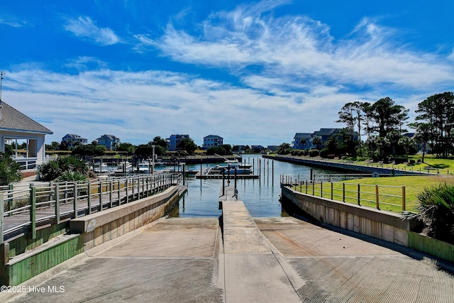 view of dock featuring a water view