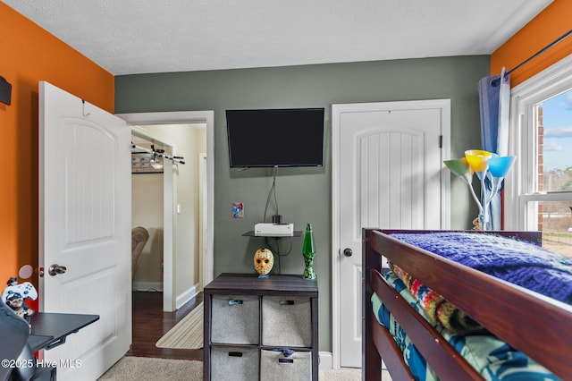 bedroom with a textured ceiling