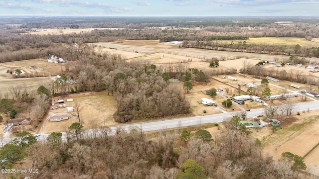 birds eye view of property with a rural view