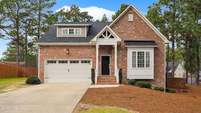 view of front of property with a garage