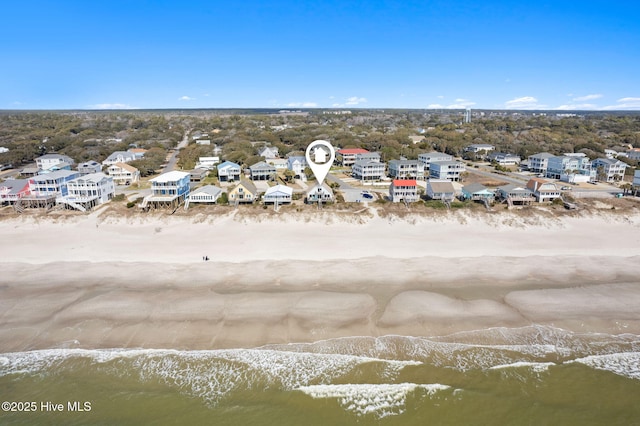 birds eye view of property featuring a water view and a residential view