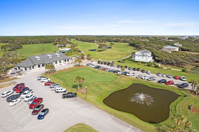 drone / aerial view featuring view of golf course