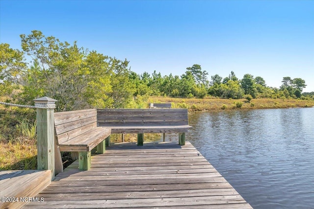 view of dock featuring a water view