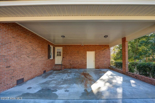 view of patio with an attached carport