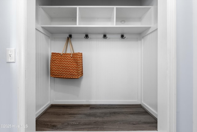 mudroom featuring dark hardwood / wood-style flooring