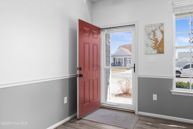 entryway featuring hardwood / wood-style flooring