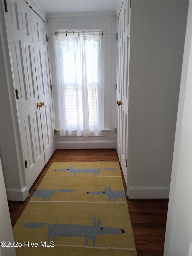 hall featuring dark hardwood / wood-style flooring