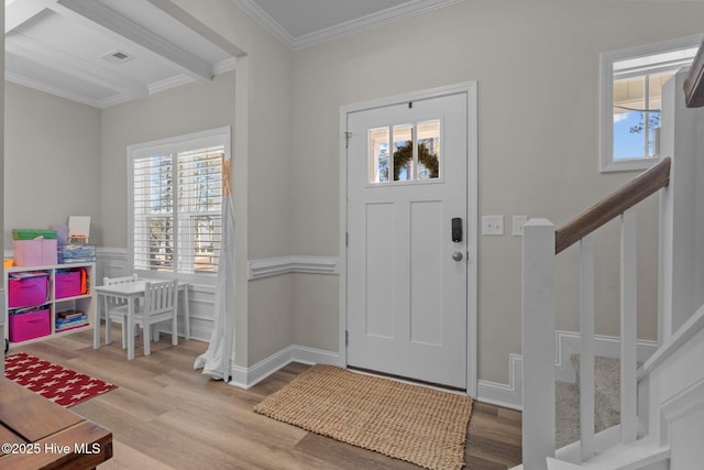 451 Gretchen Rd, West End, NC 27376 - entrance foyer with visible vents, plenty of natural light, and wood finished floors