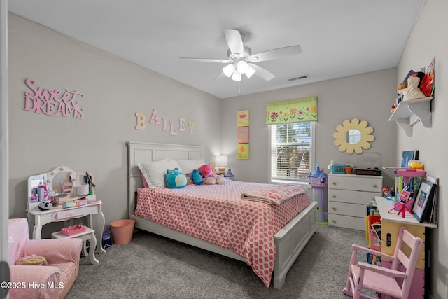 451 Gretchen Rd, West End, NC 27376 - carpeted bedroom with a ceiling fan and visible vents