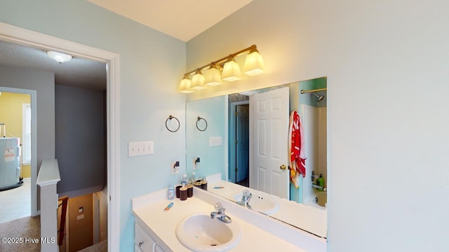 bathroom with vanity and electric water heater