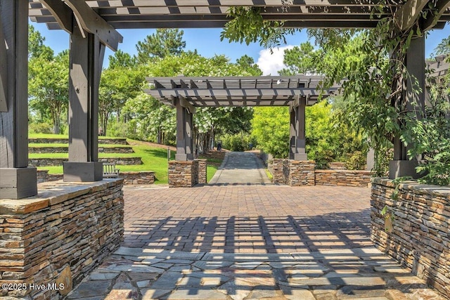 view of patio / terrace featuring a pergola