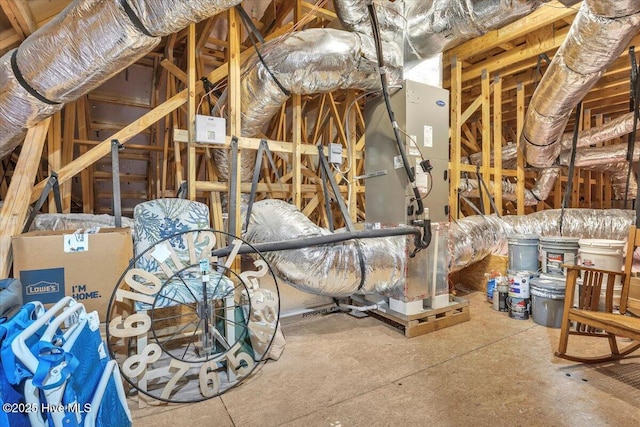 view of unfinished attic