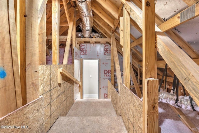 view of unfinished attic