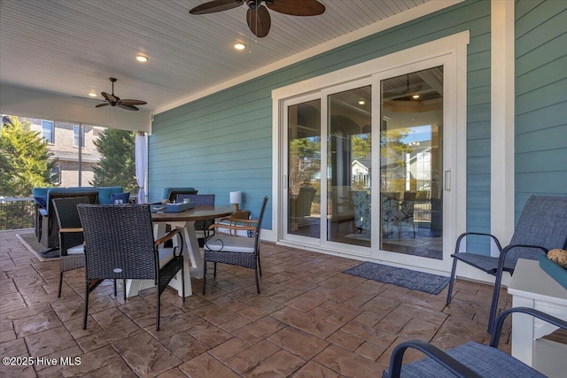 view of patio with ceiling fan