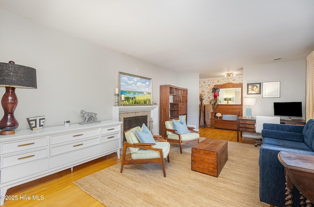 living room featuring light hardwood / wood-style floors