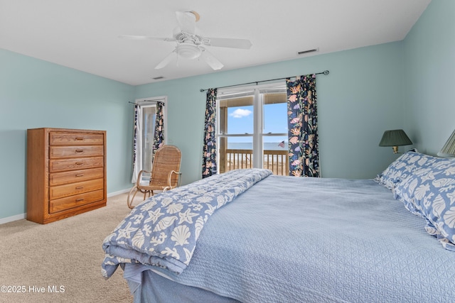 bedroom with carpet floors and ceiling fan