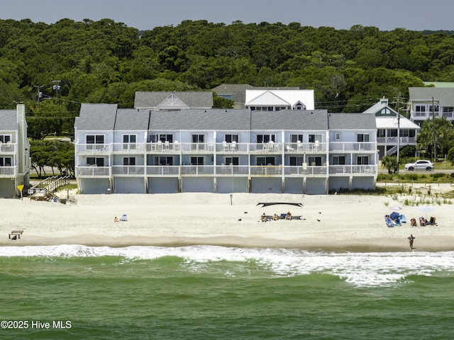 property view of water with a beach view