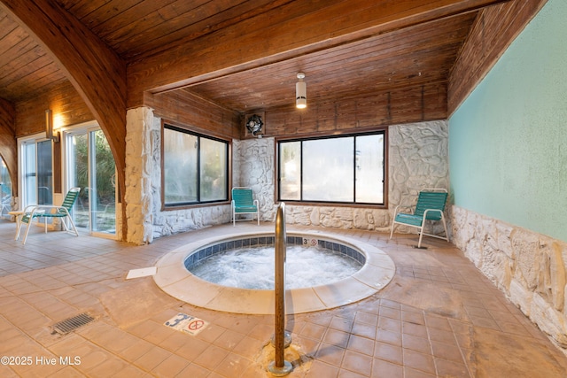 view of pool with an indoor in ground hot tub