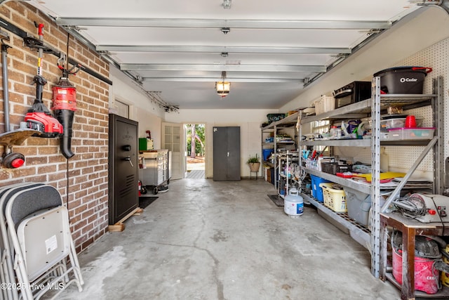 garage with a garage door opener