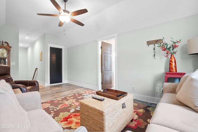 1611 Golfers Ridge Dr SE, Bolivia, NC 28422 - living room with a ceiling fan, light wood-style floors, lofted ceiling, and recessed lighting
