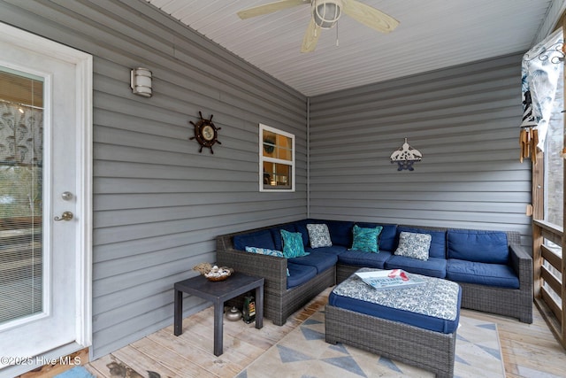 view of patio featuring outdoor lounge area and ceiling fan