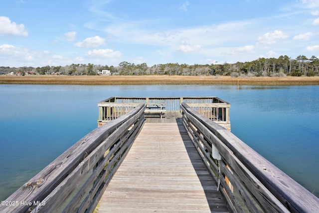 dock area featuring a water view