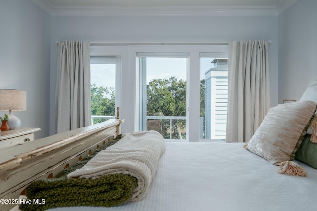 bedroom with ornamental molding