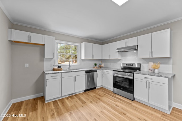 kitchen with white cabinetry, appliances with stainless steel finishes, and sink