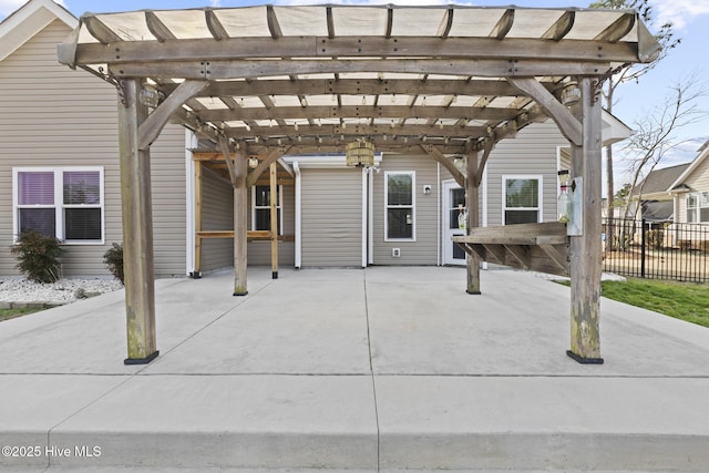 view of patio featuring a pergola