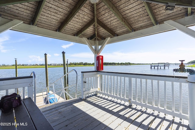 dock area featuring a water view