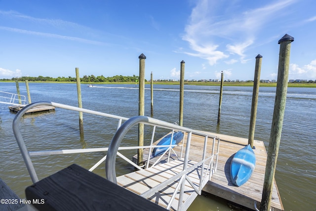 dock area featuring a water view