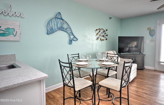 dining space featuring hardwood / wood-style flooring