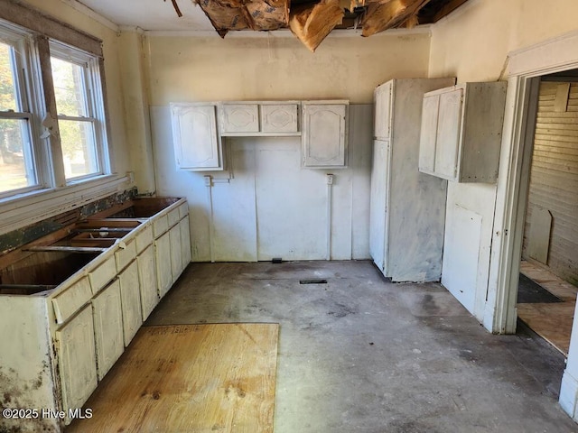 kitchen with white cabinets