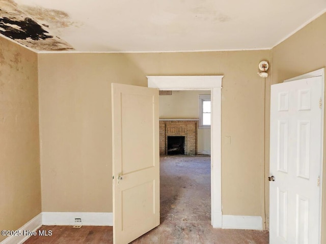 empty room featuring a fireplace