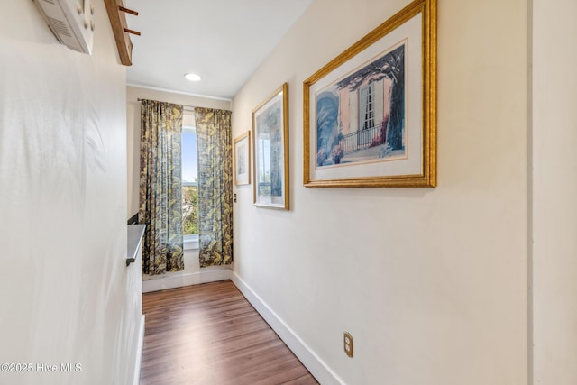 hallway featuring hardwood / wood-style floors