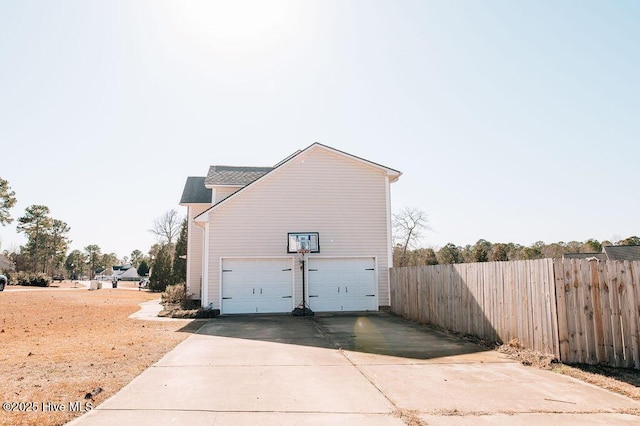 view of home's exterior with a garage