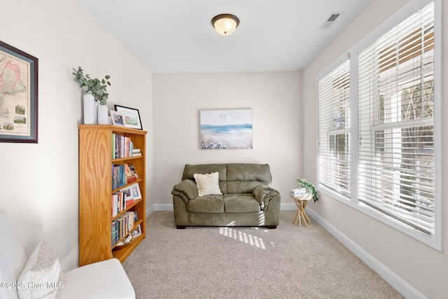 sitting room featuring carpet