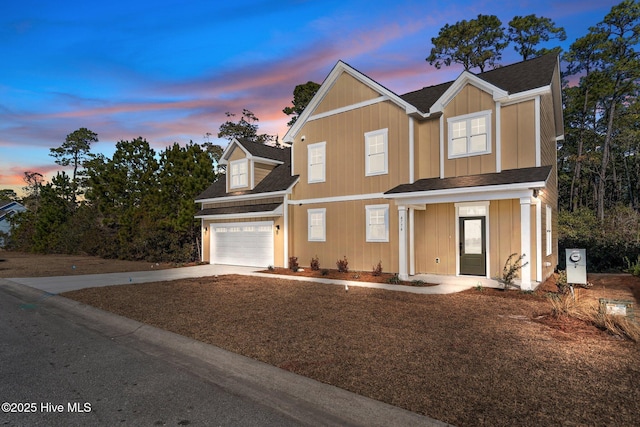 view of front of house with a garage