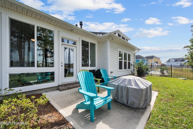 view of patio / terrace featuring a grill