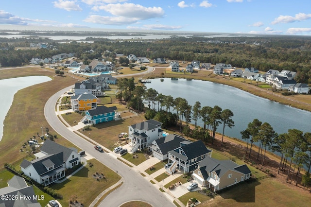 bird's eye view featuring a water view