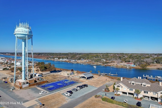 exterior space featuring a water view